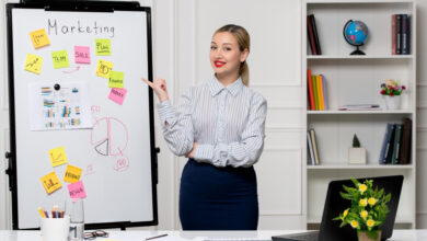Professional marketing strategist planning digital marketing campaigns and business growth