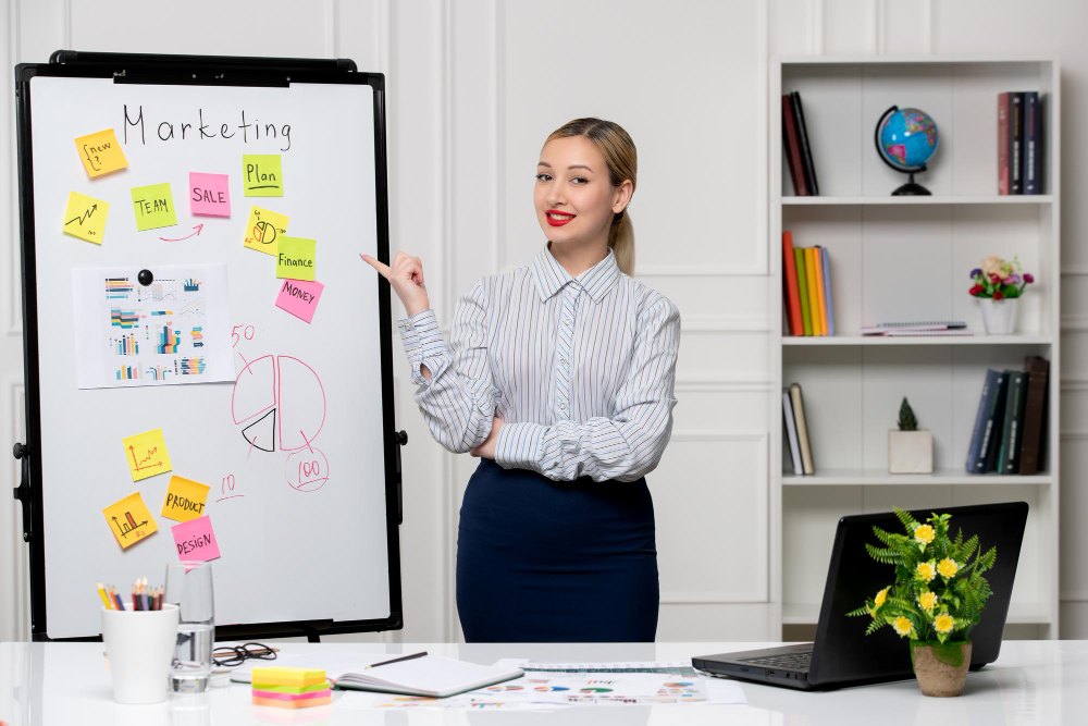 Professional marketing strategist planning digital marketing campaigns and business growth