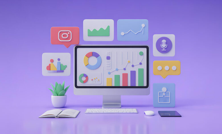 Social media monitoring tools dashboard for tracking brand mentions and engagement